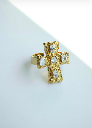 Averie Studded Cross Ring