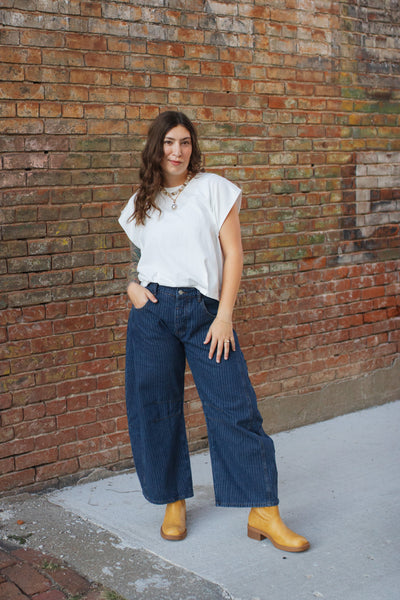 Rhea Stripped Barrel Leg Jeans