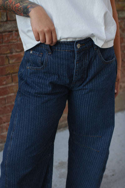 Rhea Stripped Barrel Leg Jeans
