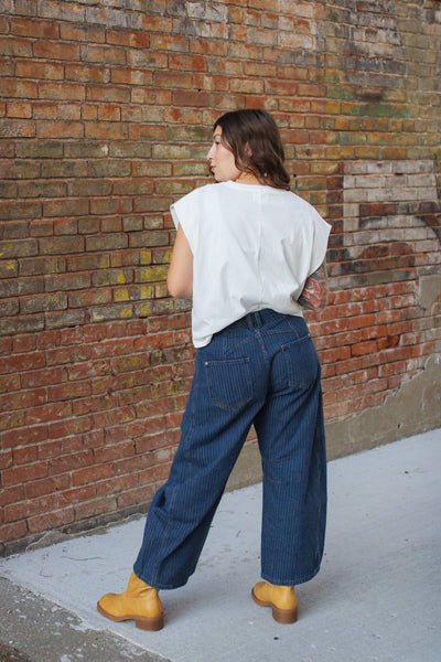 Rhea Stripped Barrel Leg Jeans