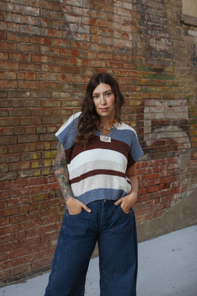 Rhea Stripped Barrel Leg Jeans