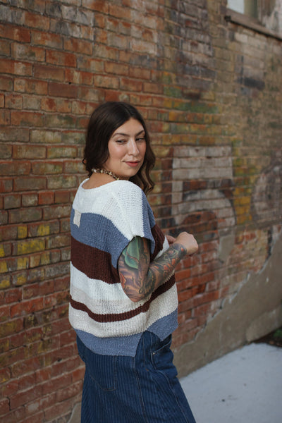 Aspen Striped Knit Short Sleeve Top