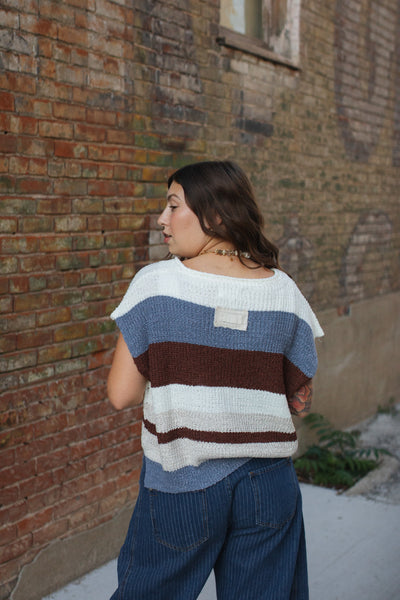 Aspen Striped Knit Short Sleeve Top