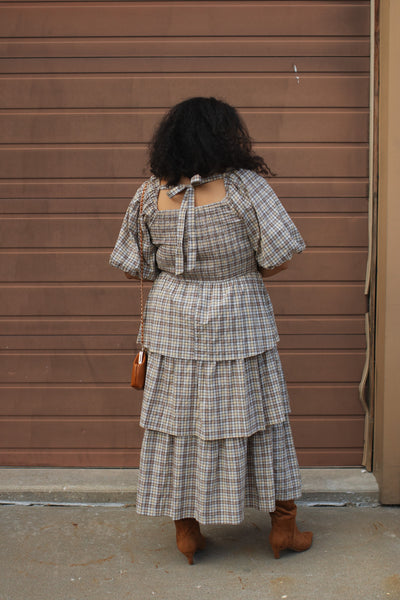 Lydia Plaid Smocked Midi Dress