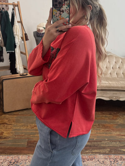 Merry Plaid Appliqué Long Sleeve Tee