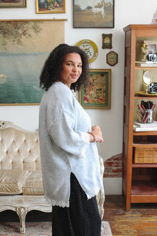 Aspen Oversized Lace Trim Sweater