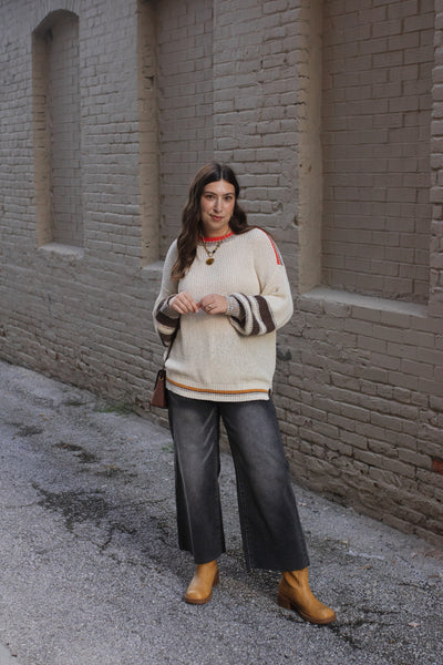 Genevieve Oversized Knit Contrast Sweater