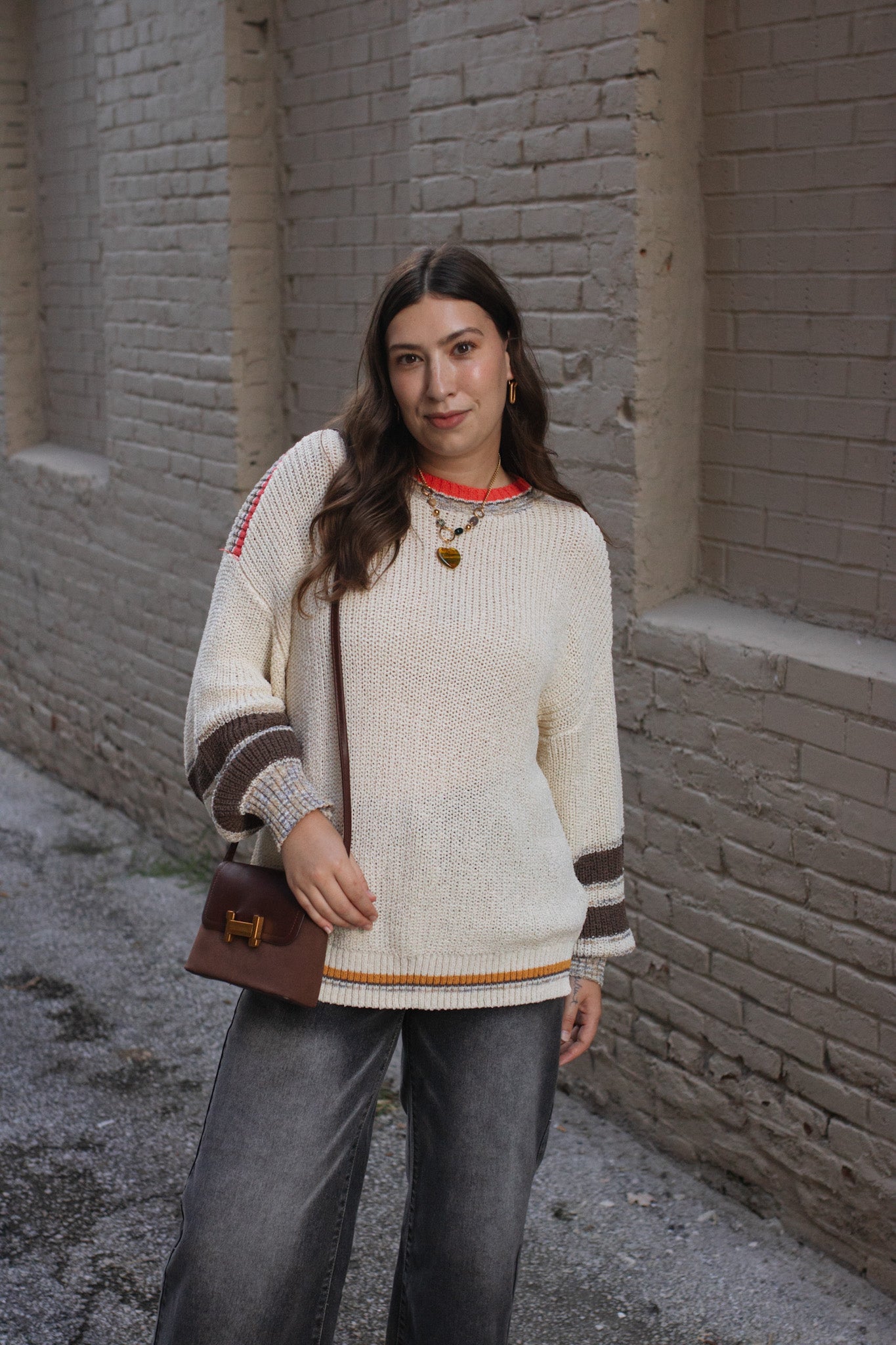Genevieve Oversized Knit Contrast Sweater