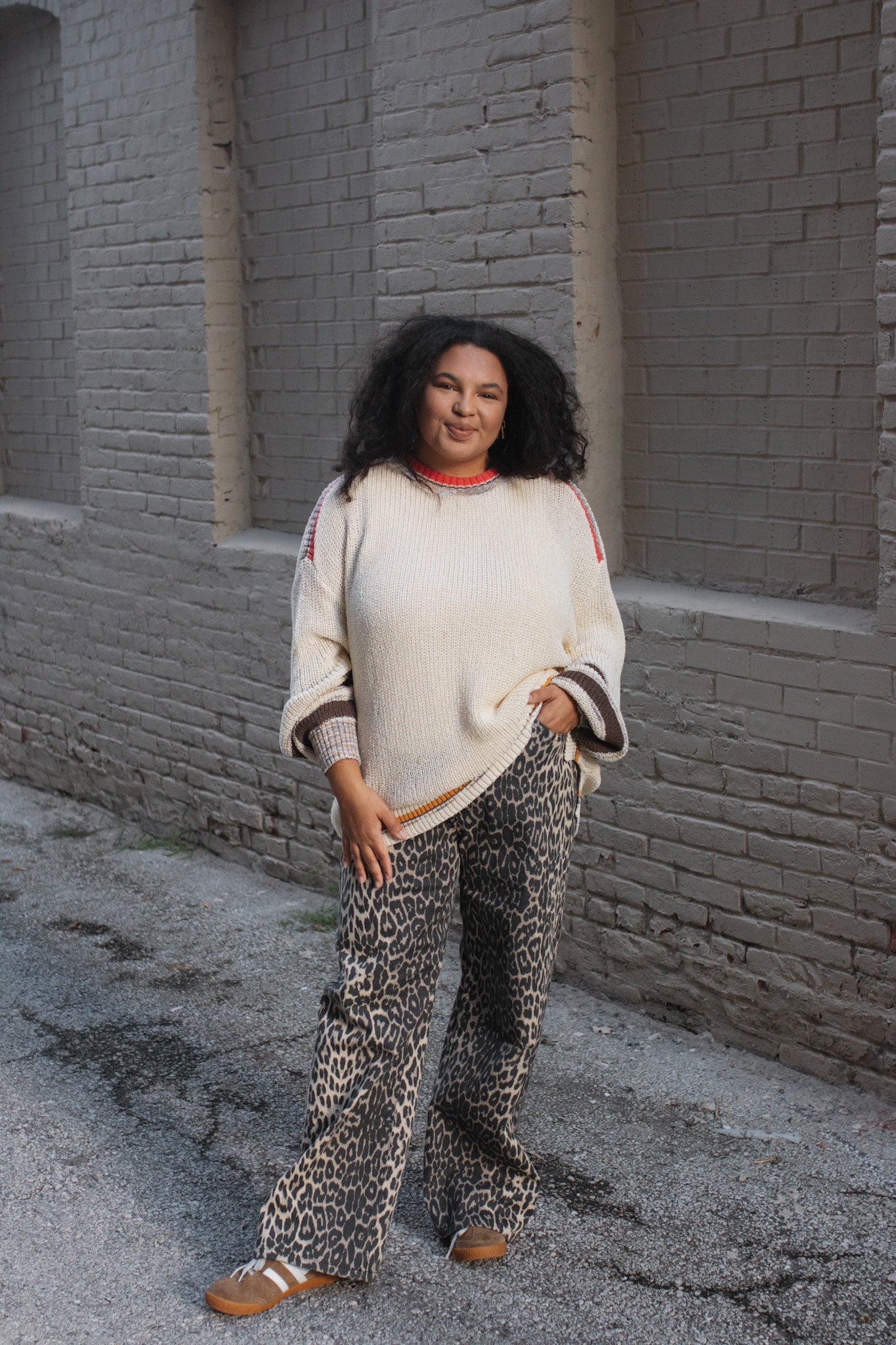 Genevieve Oversized Knit Contrast Sweater