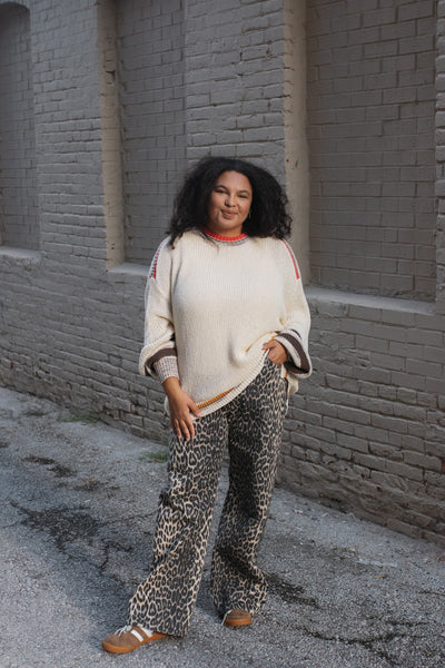 Genevieve Oversized Knit Contrast Sweater