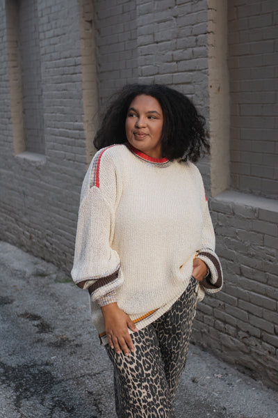 Genevieve Oversized Knit Contrast Sweater