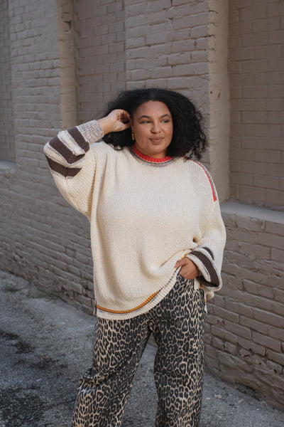 Genevieve Oversized Knit Contrast Sweater