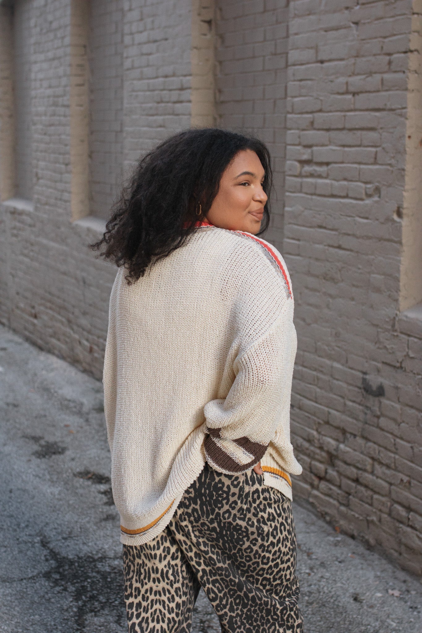 Genevieve Oversized Knit Contrast Sweater