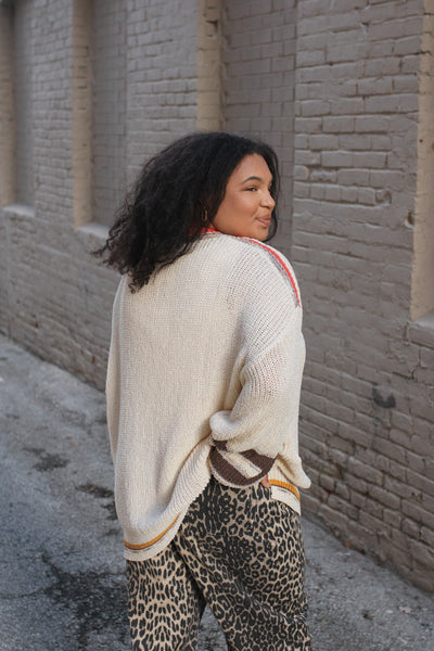 Genevieve Oversized Knit Contrast Sweater