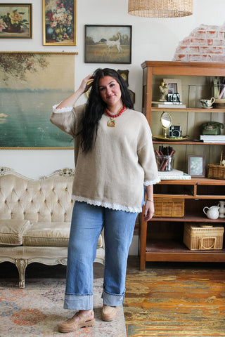 Aspen Oversized Lace Trim Sweater