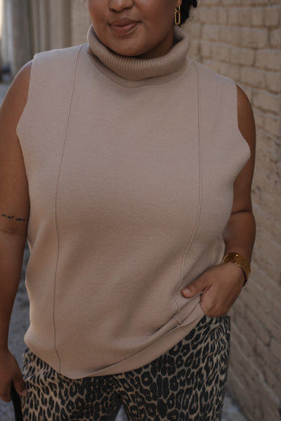 Olivia Sleeveless Cowlneck Sweater