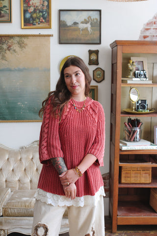 Kate Chunky Knit Lace Trim Sweater