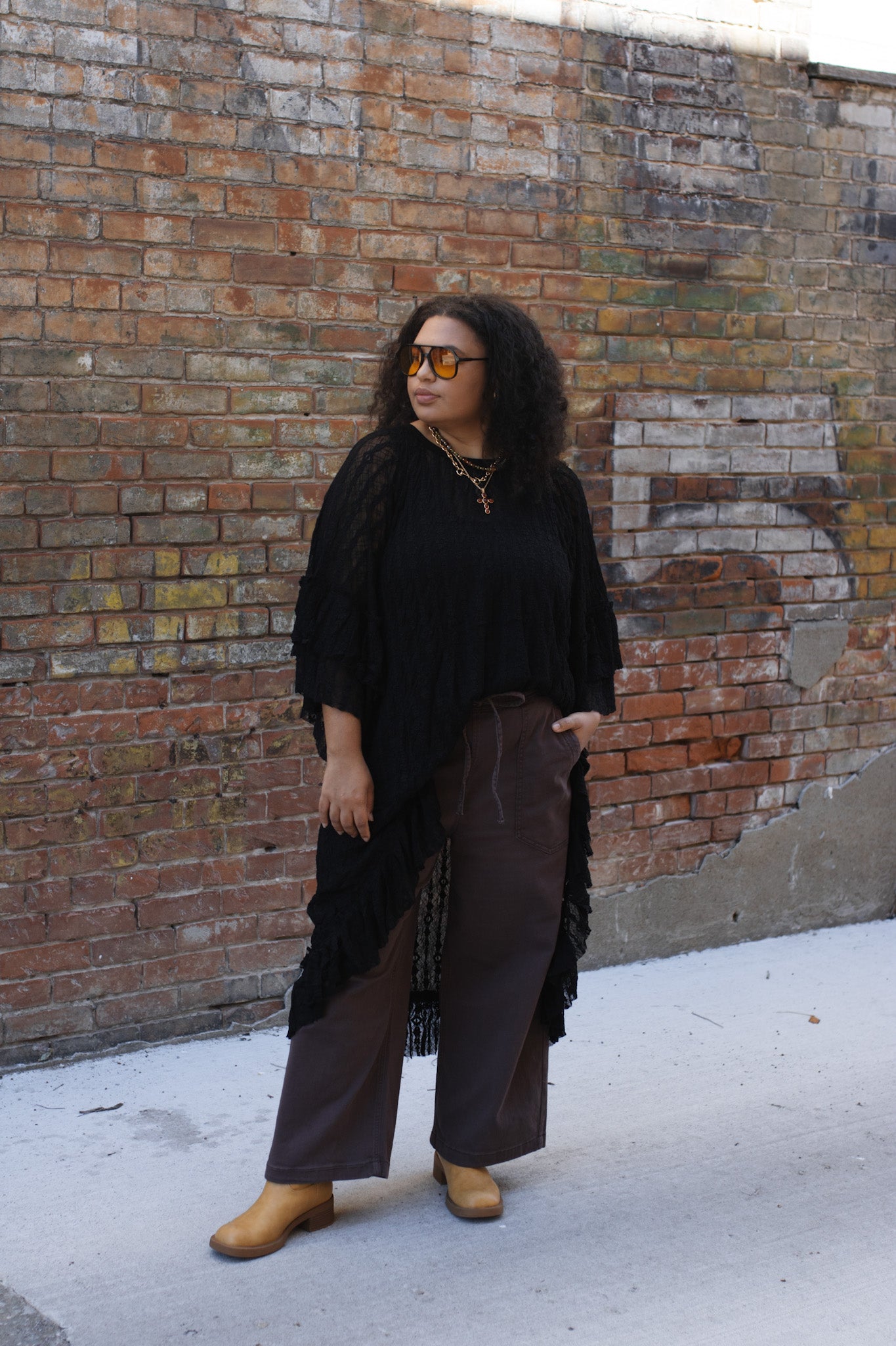 Elizabeth Lace Tunic Top | Black