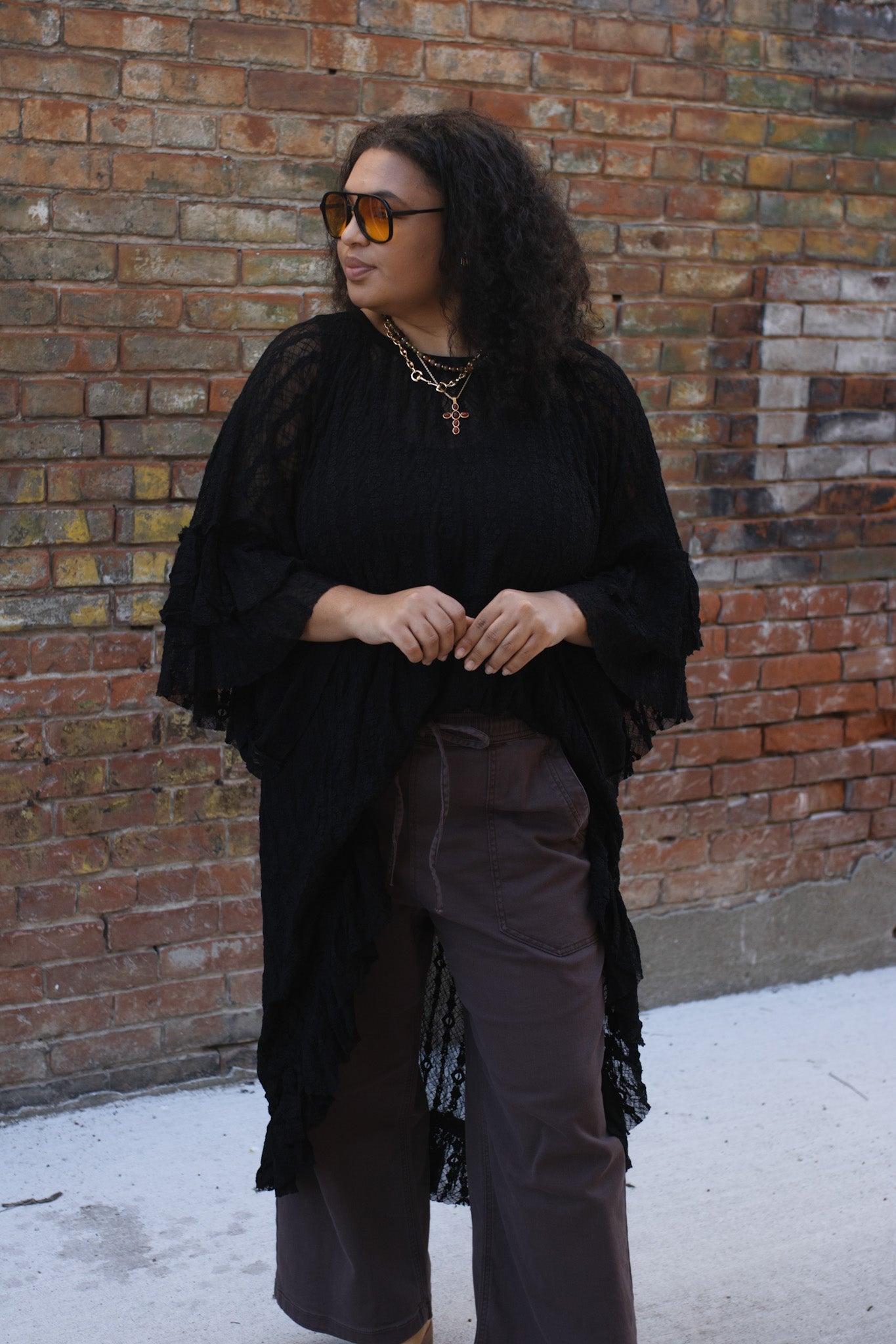 Elizabeth Lace Tunic Top | Black