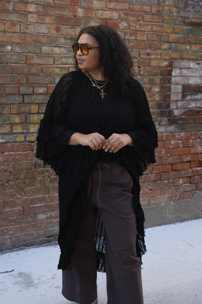 Elizabeth Lace Tunic Top | Black