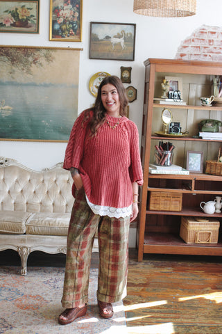 Kate Chunky Knit Lace Trim Sweater