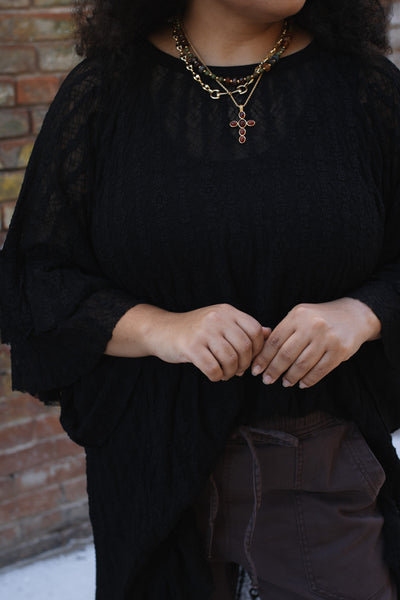 Elizabeth Lace Tunic Top | Black