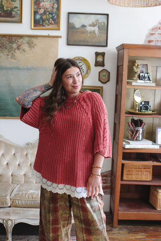 Kate Chunky Knit Lace Trim Sweater