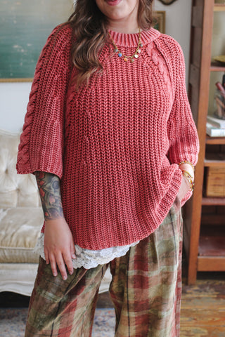 Kate Chunky Knit Lace Trim Sweater