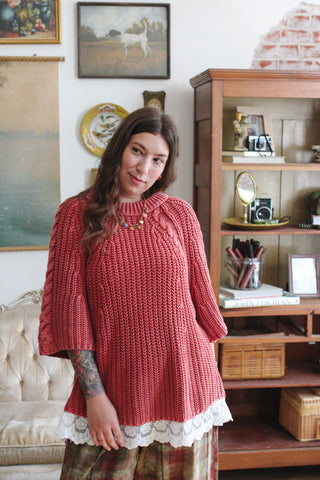 Kate Chunky Knit Lace Trim Sweater