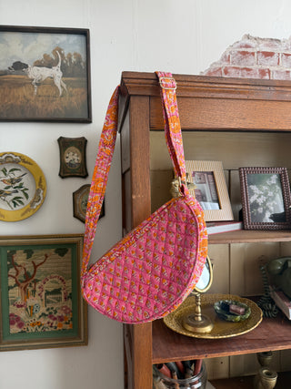 Quilted Block Print Sling Bag