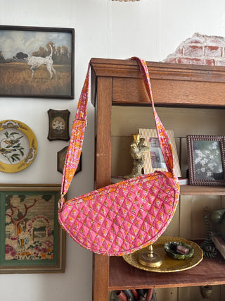 Quilted Block Print Sling Bag