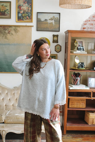 Aspen Oversized Lace Trim Sweater
