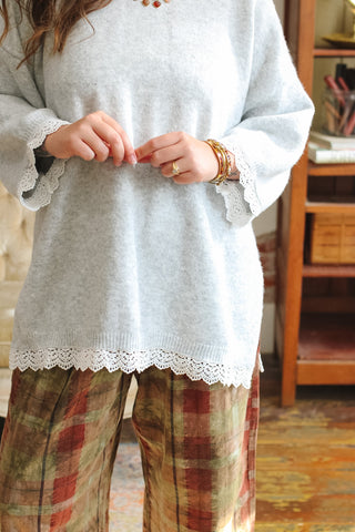 Aspen Oversized Lace Trim Sweater