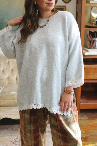 Aspen Oversized Lace Trim Sweater