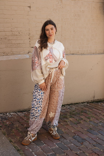 Lila Patchwork Jogger Pants