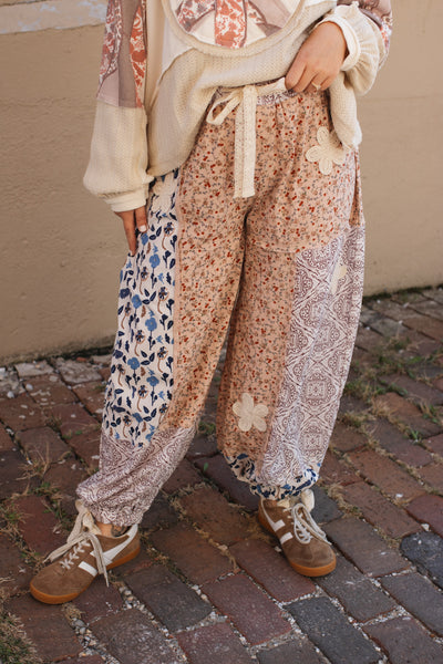 Lila Patchwork Jogger Pants