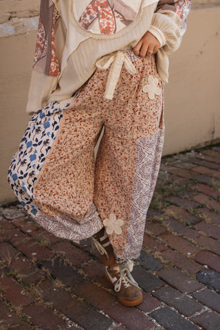 Lila Patchwork Jogger Pants
