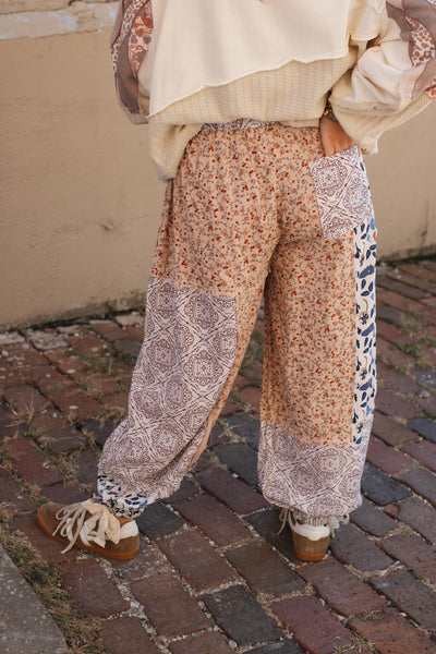 Lila Patchwork Jogger Pants