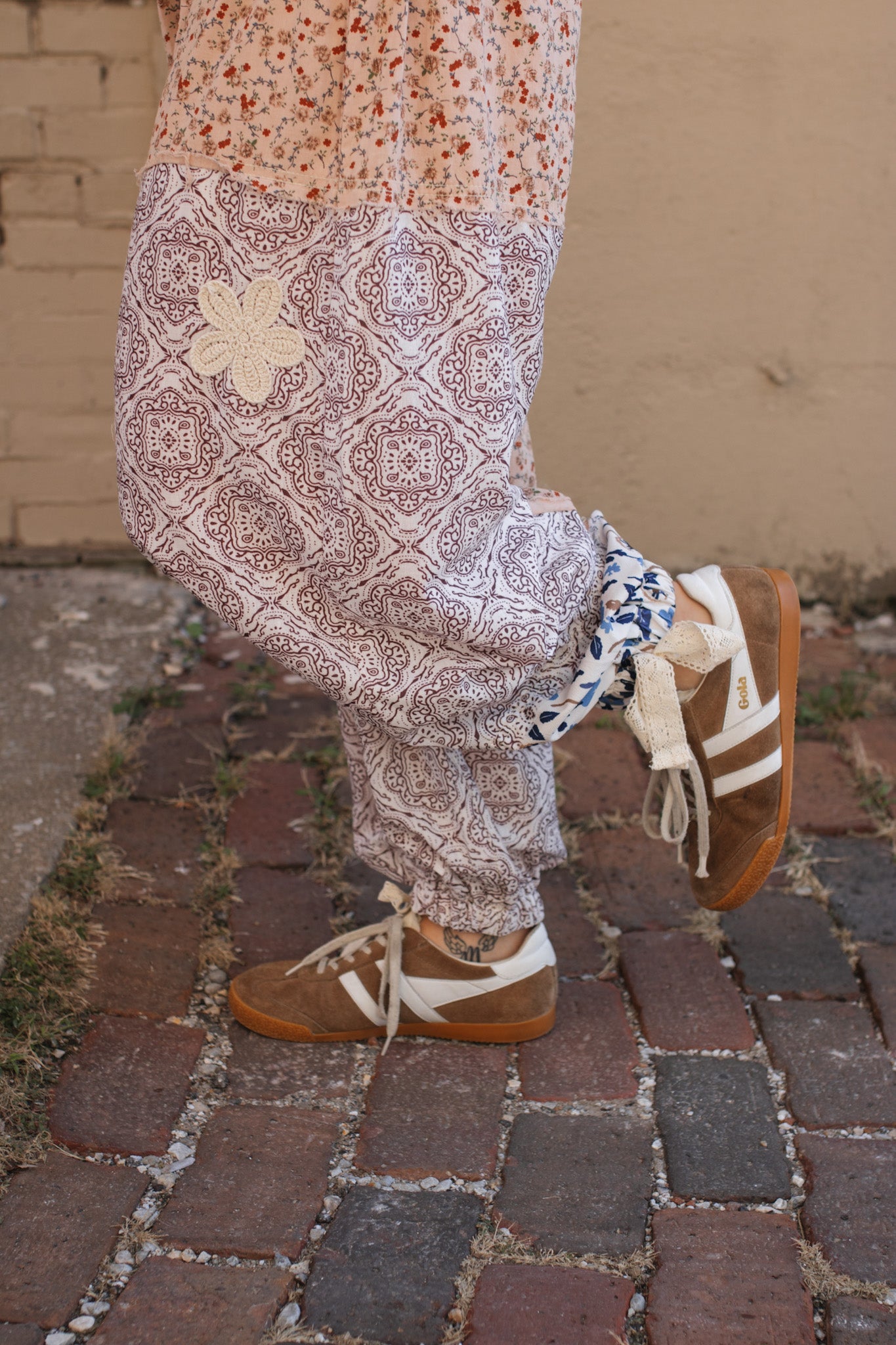 Lila Patchwork Jogger Pants