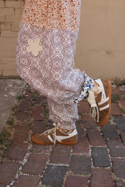 Lila Patchwork Jogger Pants