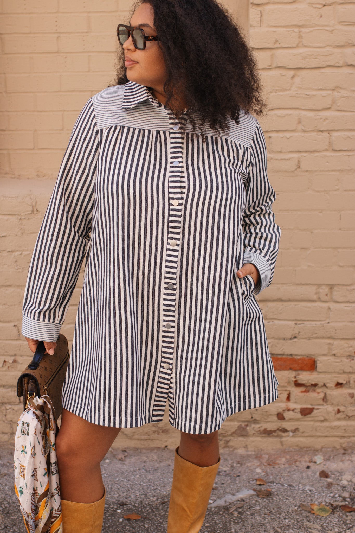 Emery Striped Shirt Dress