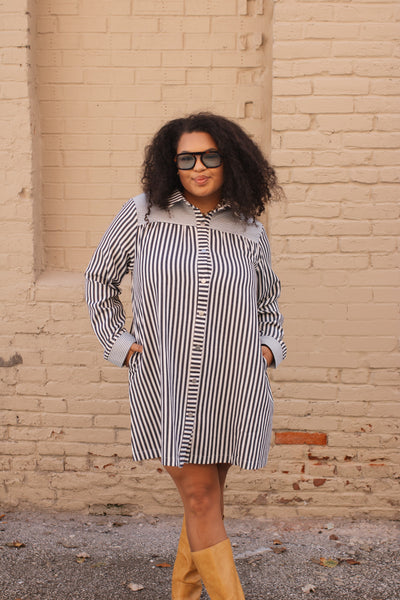 Emery Striped Shirt Dress