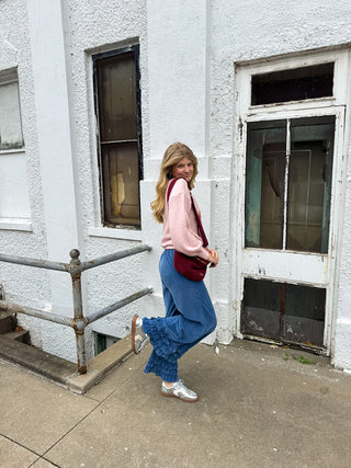 Lane Corduroy Wide Leg Ruffle Pants