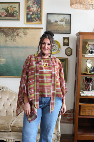 Kenna Plaid Poncho Top