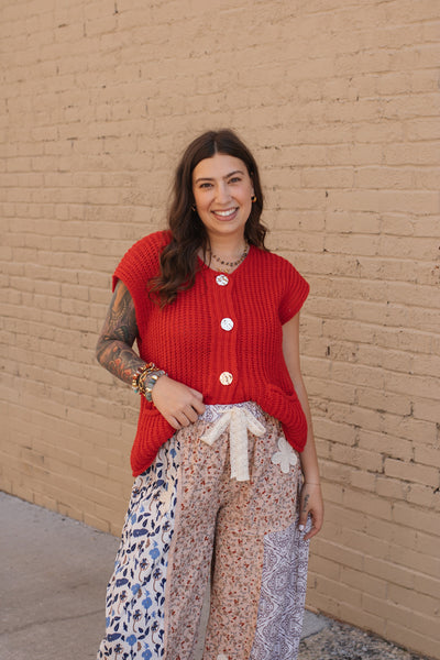 Tess Knit Vest - Cherry