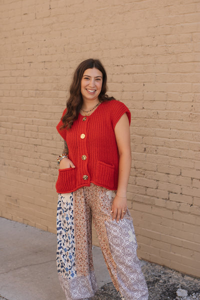 Tess Knit Vest - Cherry