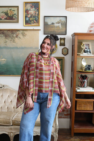 Kenna Plaid Poncho Top