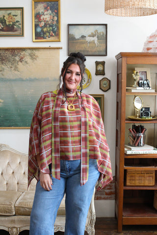 Kenna Plaid Poncho Top
