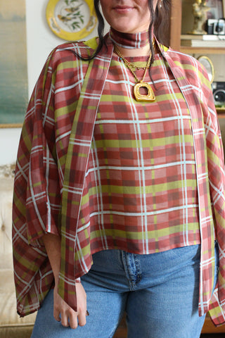 Kenna Plaid Poncho Top
