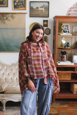 Kenna Plaid Poncho Top